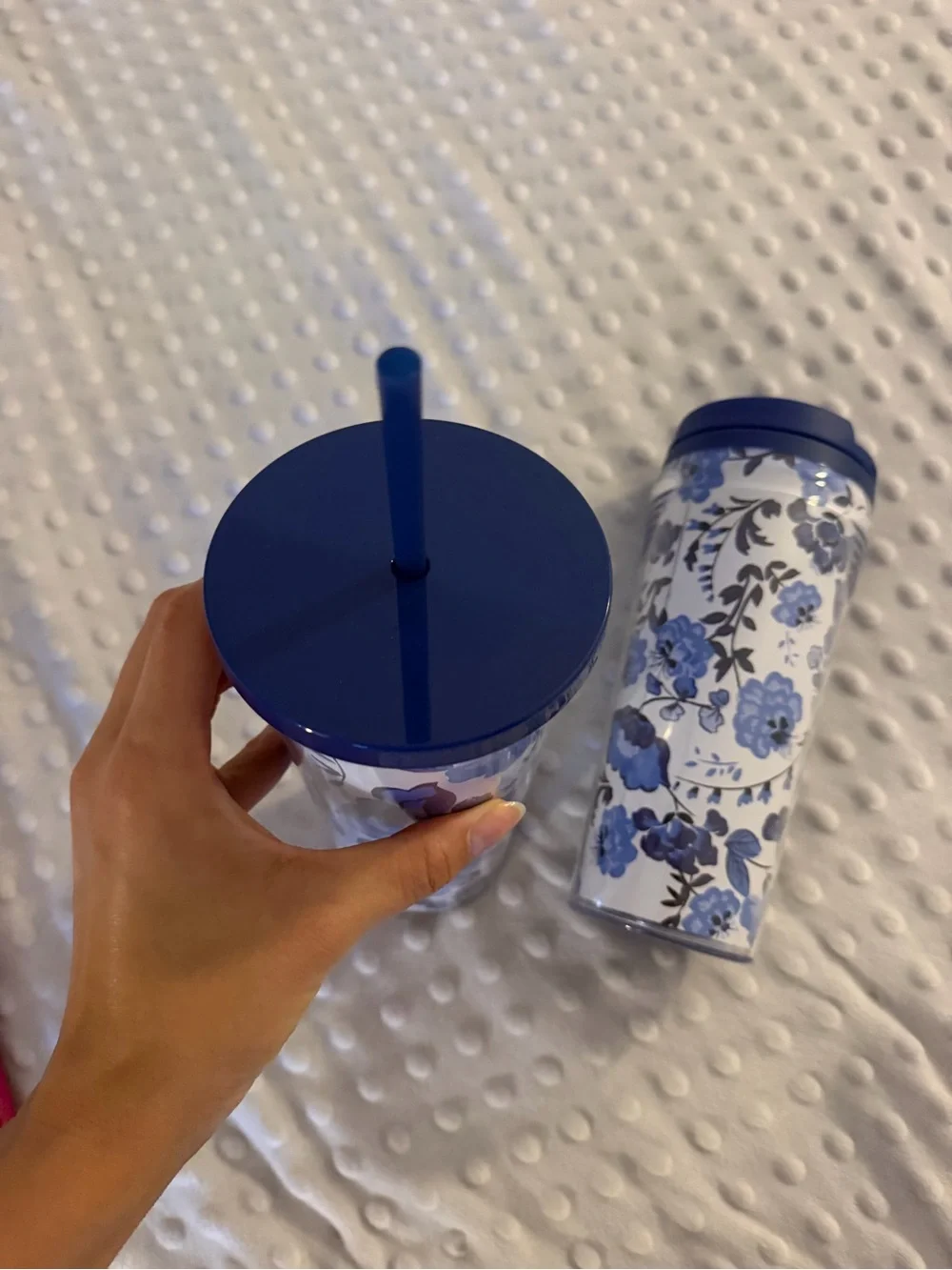 kate spade Blue Floral Double Tumbler Set with Lids and Straw